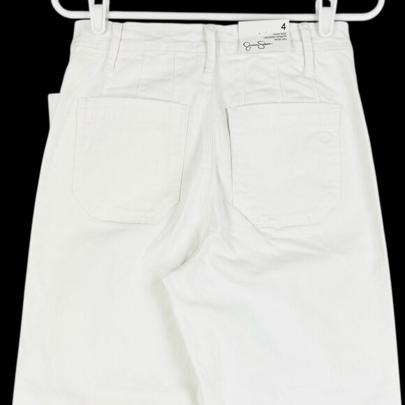 Jessica Simpson Women's White Stretch Wide Leg Crop Jeans Size 4 High Rise NWT - Picture 4 of 11